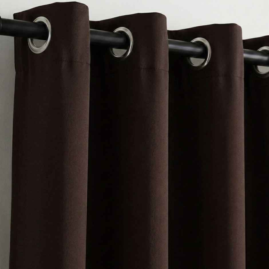 Home Sizzler Insulated Sheild Blackout Grommet Polyester Curtain 7 Feet Brown