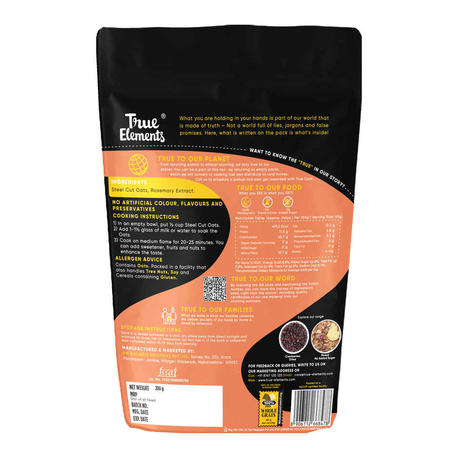 True Elements Steel Cut Oats
