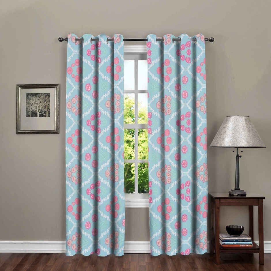 BAY6 Polyester Door Curtains - Set of 2 - (7x4 ft) - Green