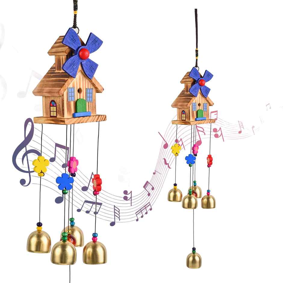 HINDCRAFT Spiritual House Windchime with 5 Bells Vastu Wind Chimes for Positive Energy and Harmony