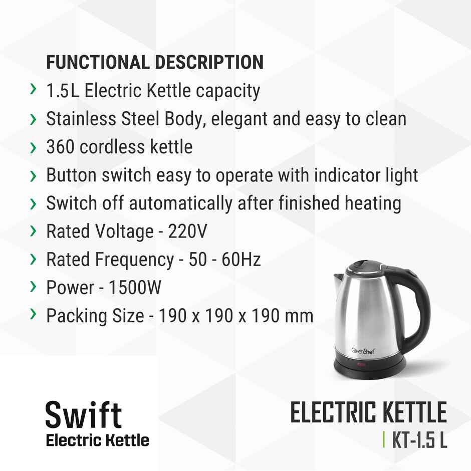 Greenchef S S Kettle 1.5 Liters - Swift