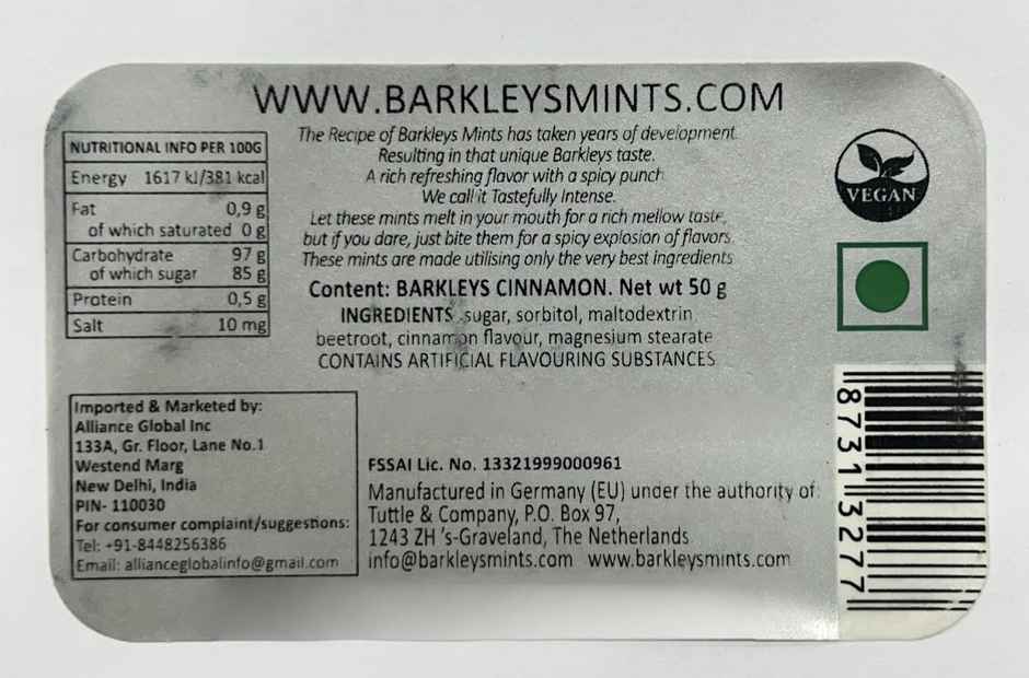 Barkleys Cinnamon Intense Mints