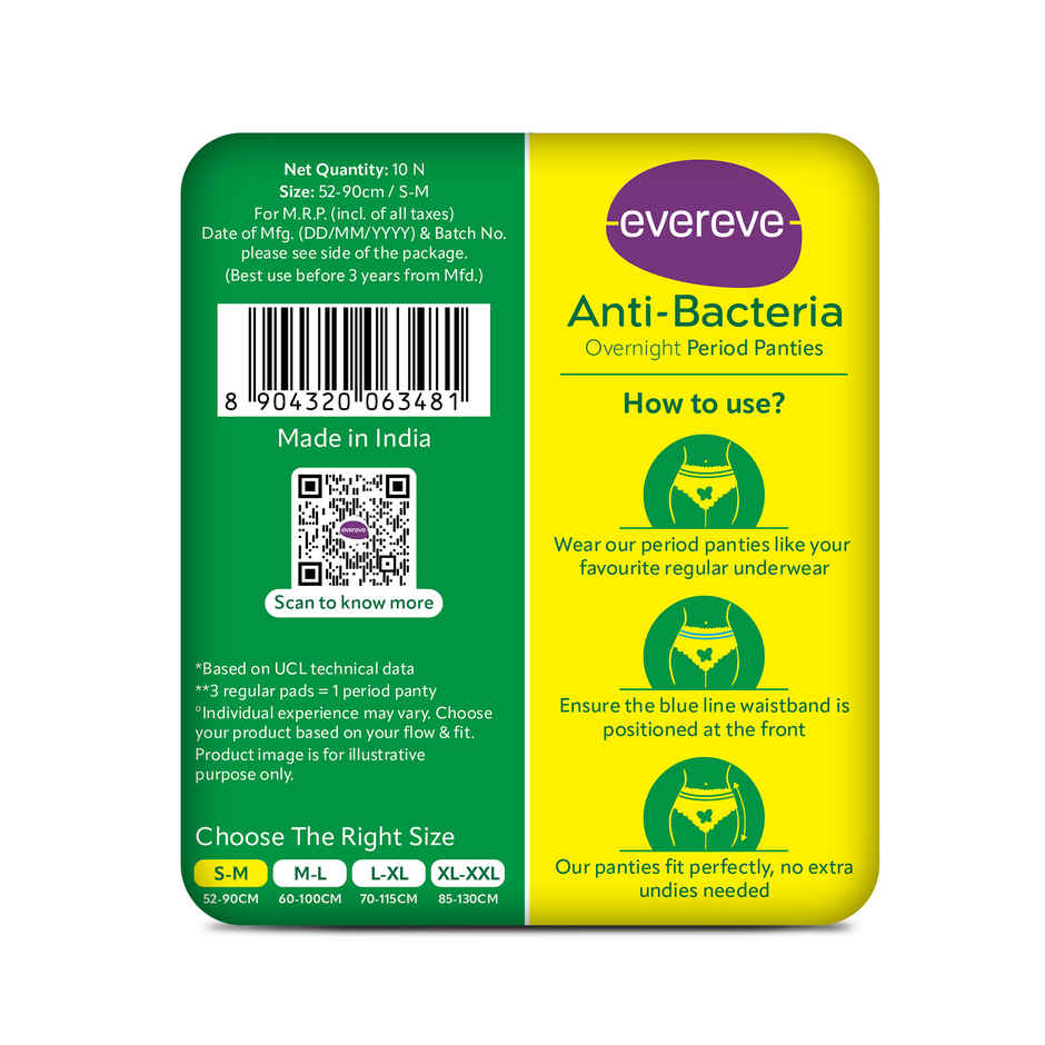 Evereve Anti Bacteria Period Panty for Girls & Women | S - M