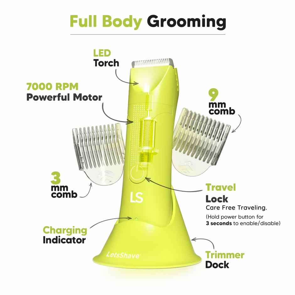 Letsshave Male Body Trimmer | Waterproof Groomer for Private Parts with ceramic Blades