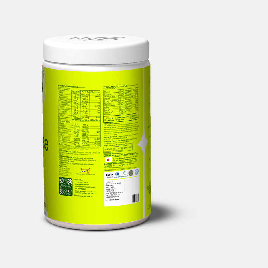 Beautywise Japnesses Marine Collagen Peptides With Hyaluronic Acid, Glutathione & Biotin Supplements for Women & Men ( Lemon)