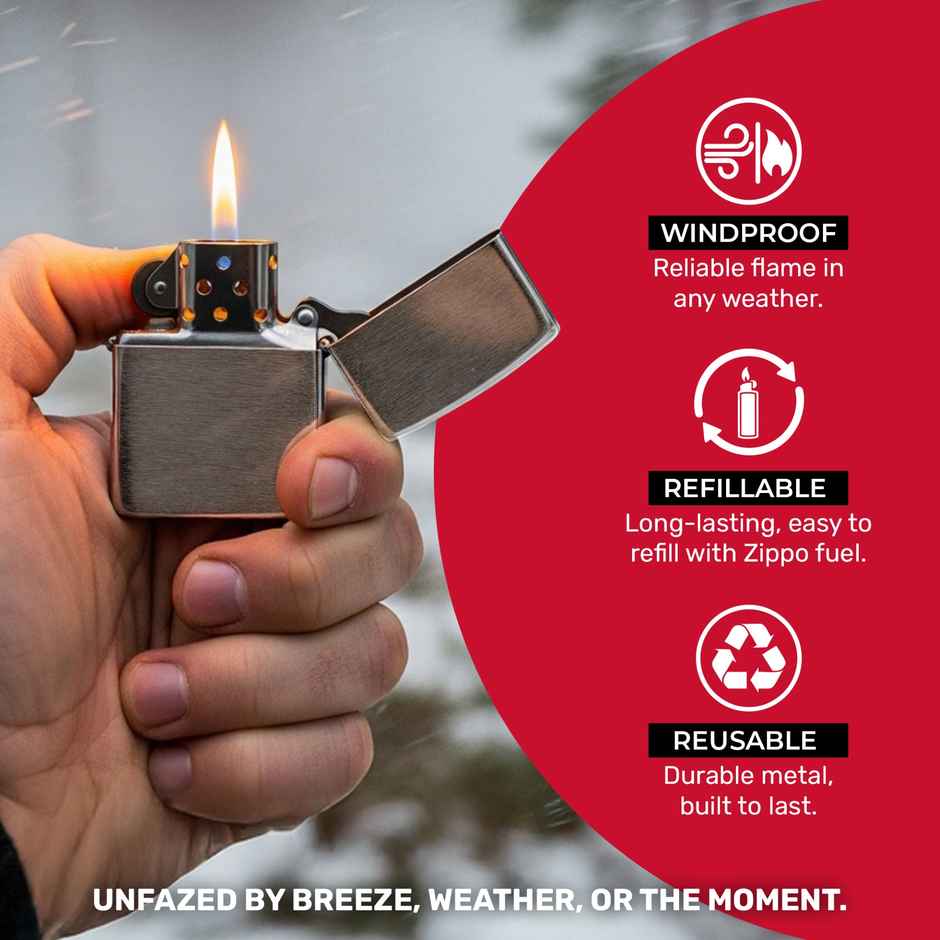 Zippo Classic Brushed Solid Brass Windproof Pocket Lighter