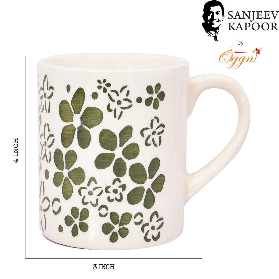 Sanjeev Kapoor by OGGN Ceramic Printed Coffee,Tea,Milk & Mug | Green F - 280 ml