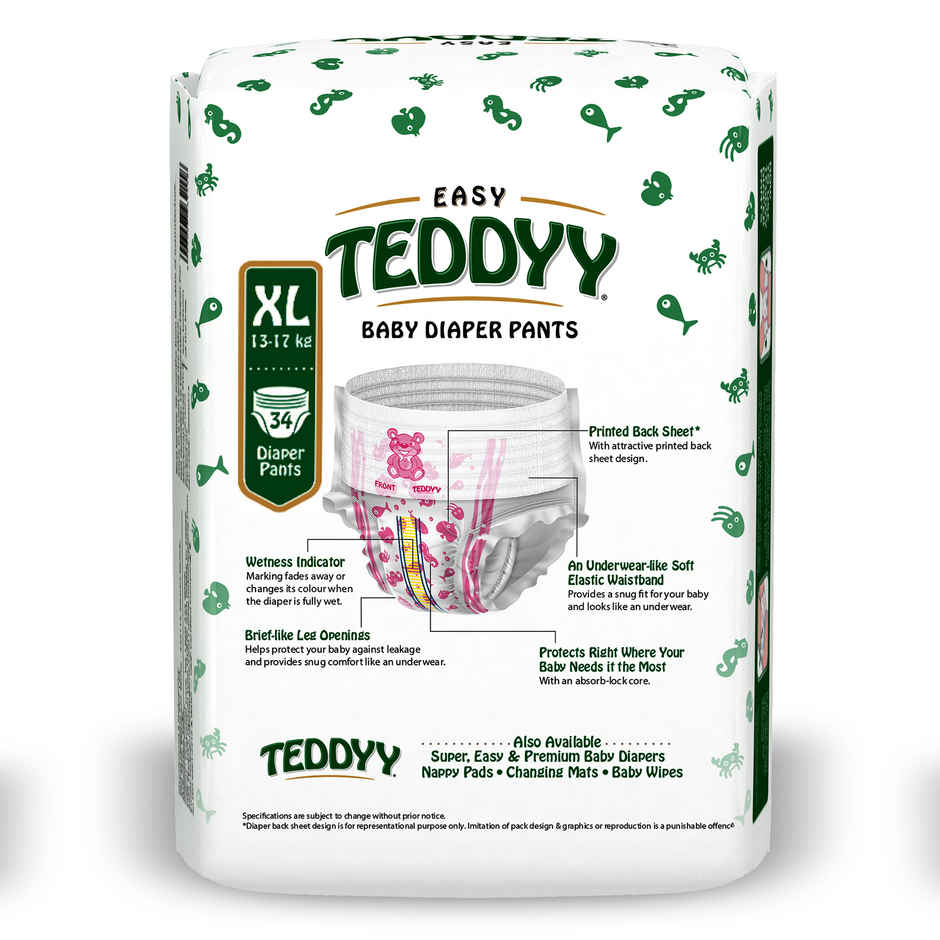 Teddyy Baby Easy Pant Diapers Extra Large | 12-17 kgs
