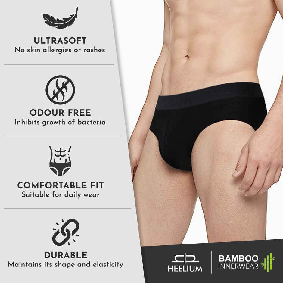 Heelium Bamboo Underwear - Men's Brief - L | Black