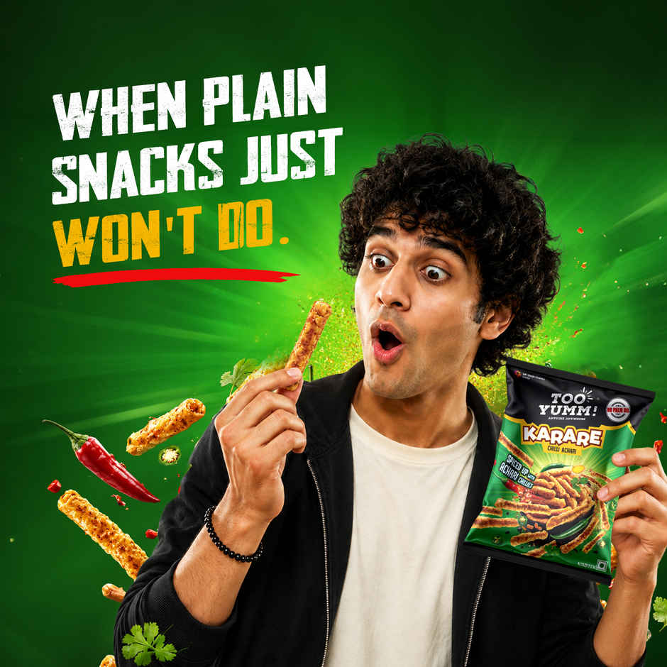 Too Yumm Chilli Achari Karare, 60% Less Saturated Fats, No Palm Oil Healthy Crisps Namkeen