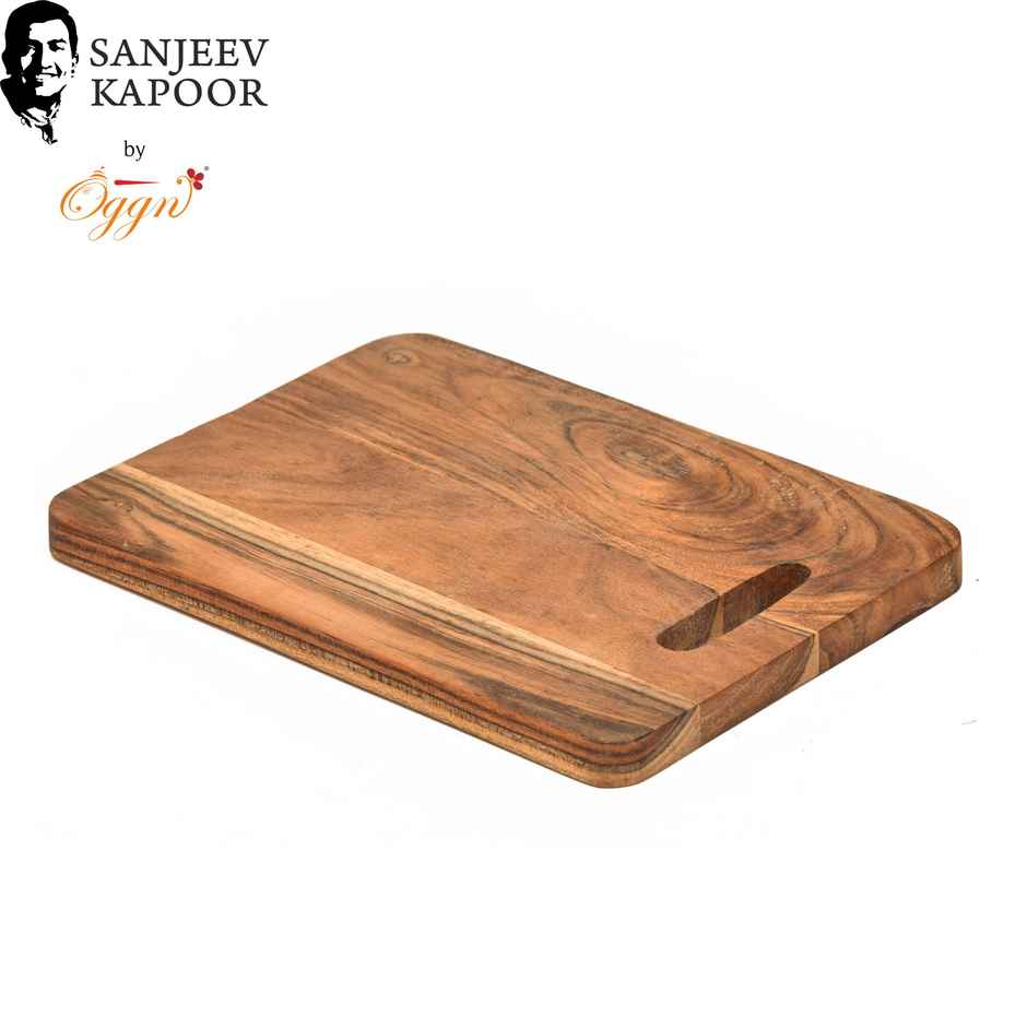 Sanjeev Kapoor by OGGN Wooden Cutting,Serving Board for Vegetables,Fruits With Handle - 11x8 Inch