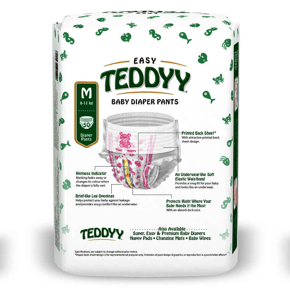 Teddyy Baby Easy Pant Diapers Medium | 7-12 kgs