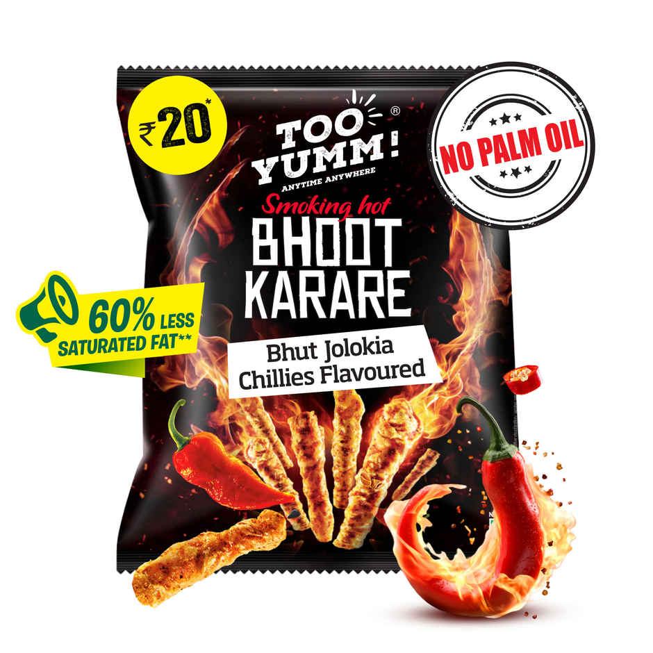Too Yumm Smoking Hot Bhoot Karare, 60% Less Saturated Fats, No Palm Oil Healthy Crisps Namkeen