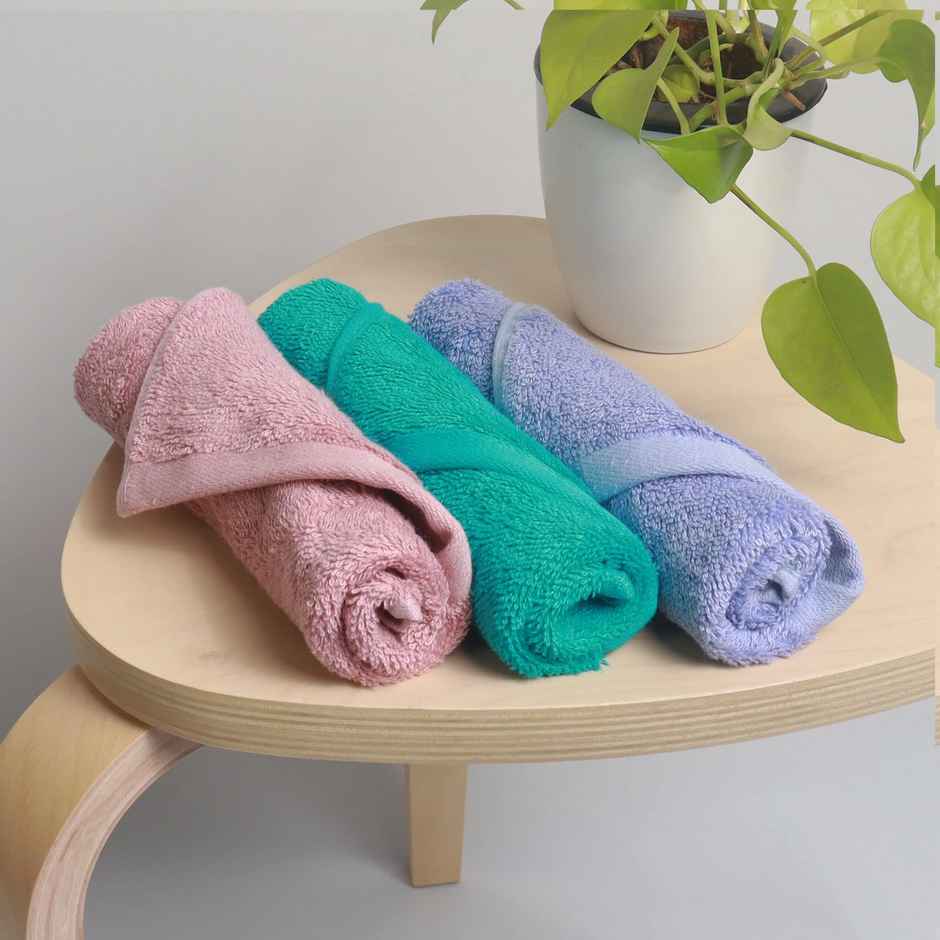 Heelium Bamboo Face Towel Super Soft | 30 x 30 cm- 600 Gsm | Aqua Blue, Frost Pink, Grey