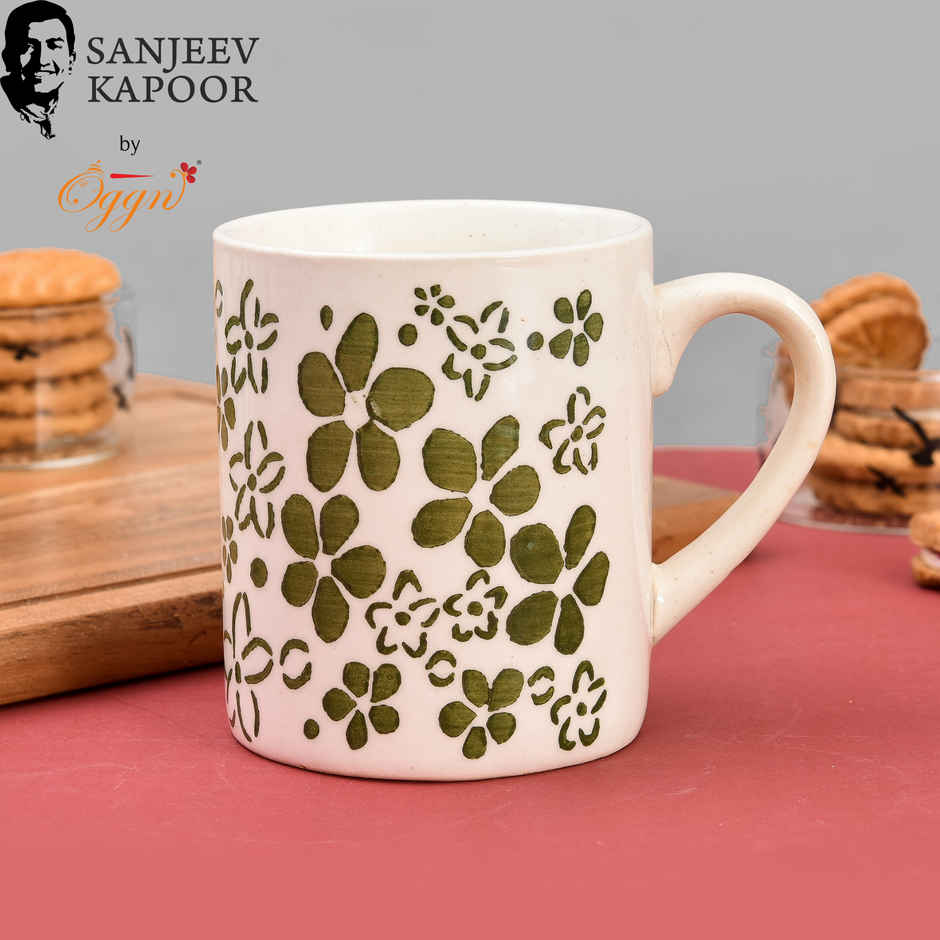 Sanjeev Kapoor by OGGN Ceramic Printed Coffee,Tea,Milk & Mug | Green F - 280 ml