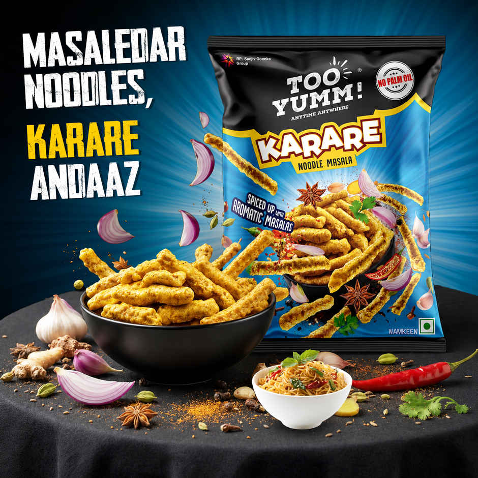 Too Yumm Noodle Masala Karare, 60% Less Saturated Fats, No Palm Oil Healthy Crisps Namkeen