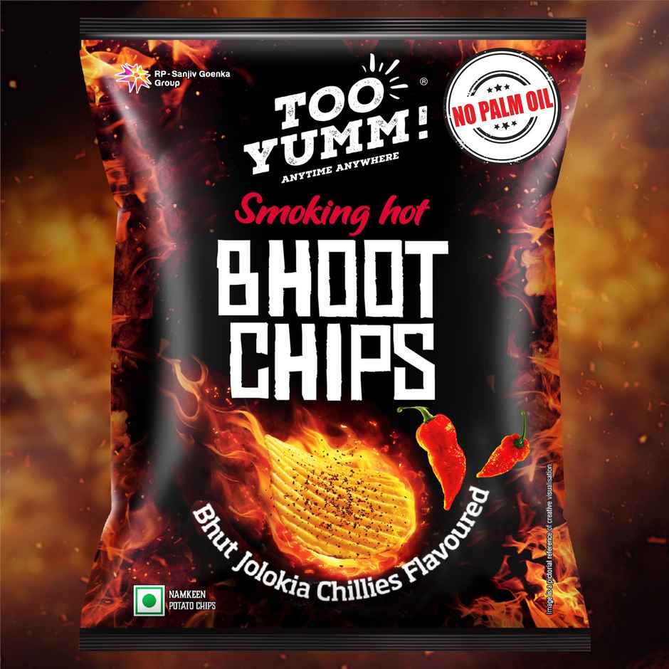 Too Yumm! Bhoot Chips Created With Naagin Hot Sauce | Tasty & Spicy Potato Chips | 100% Vegetarian(82gms) & Thums Up Soft Drink(750ml) Combo