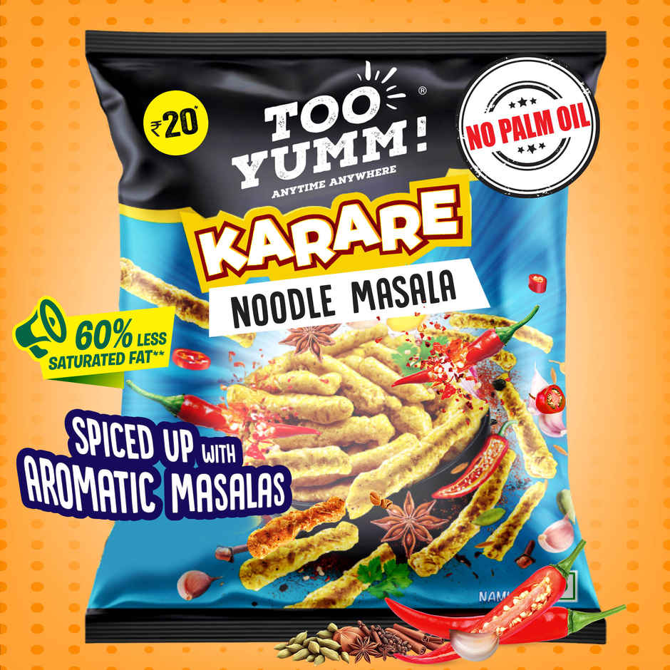 Too Yumm Noodle Masala Karare, 60% Less Saturated Fats, No Palm Oil Healthy Crisps Namkeen