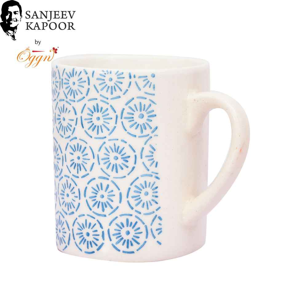 Sanjeev Kapoor by OGGN Ceramic Printed Coffee,Tea,Milk & Mug | Blue R - 280 ml