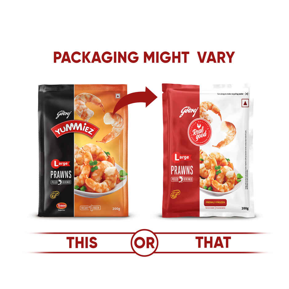Godrej Real Good Large Prawns | Peeled & Deveined | Freshly Frozen