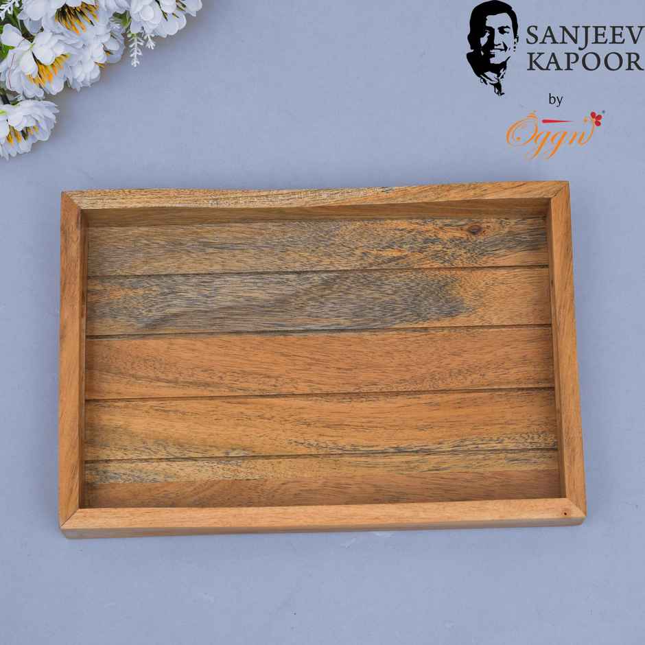 Sanjeev Kapoor by OGGN Wooden Taliya Ziri Tray Serving Tray,Snack,Breakfast,Coffee - 12x8 Inch