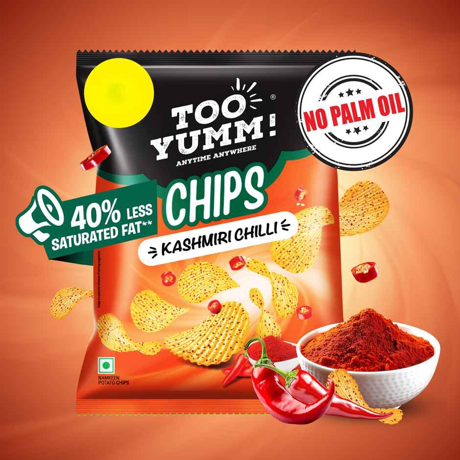 Too Yumm Kashmiri Chilli Potato Chips, 40% Less Saturated Fats, No Palm Oil Healthy Spicy Chips