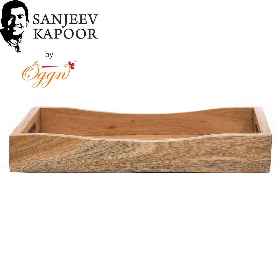 Sanjeev Kapoor by OGGN Wooden Taliya Ziri Tray Serving Tray,Snack,Breakfast,Coffee - 12x8 Inch