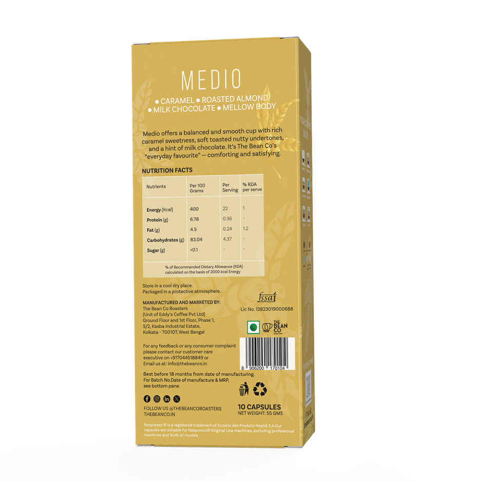THE BEAN CO ROASTERS Medio Coffee Capsule | Medium Roast
