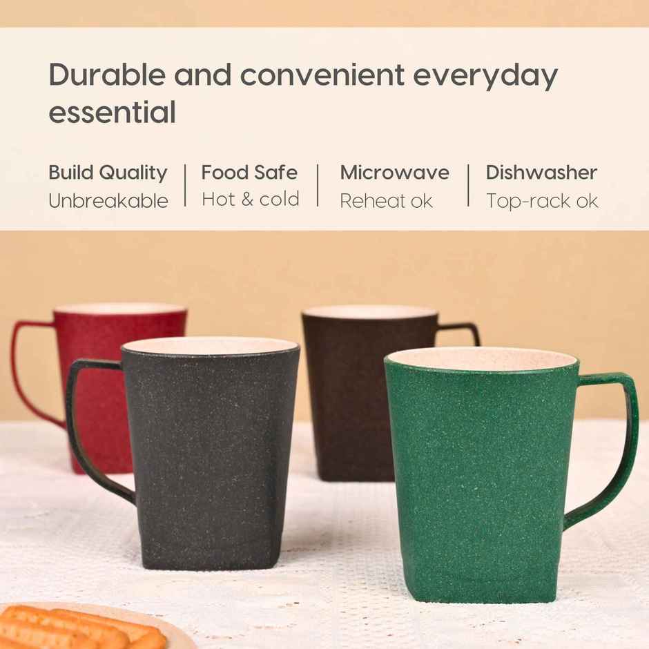 Eha Earth Friendly Duo Coffee Mug | 300 ml | Set Of 4 - Assorted | Biocomposite