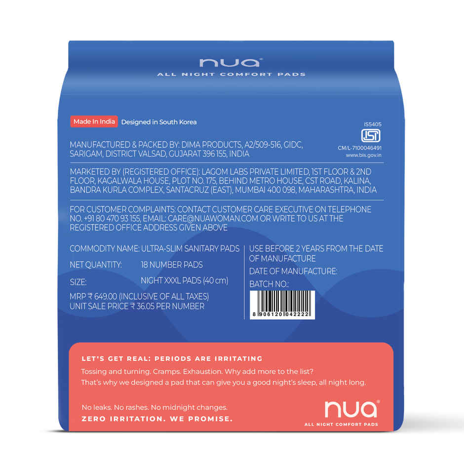 Nua All Night Comfort Sanitary Pads | Super Saver Pack