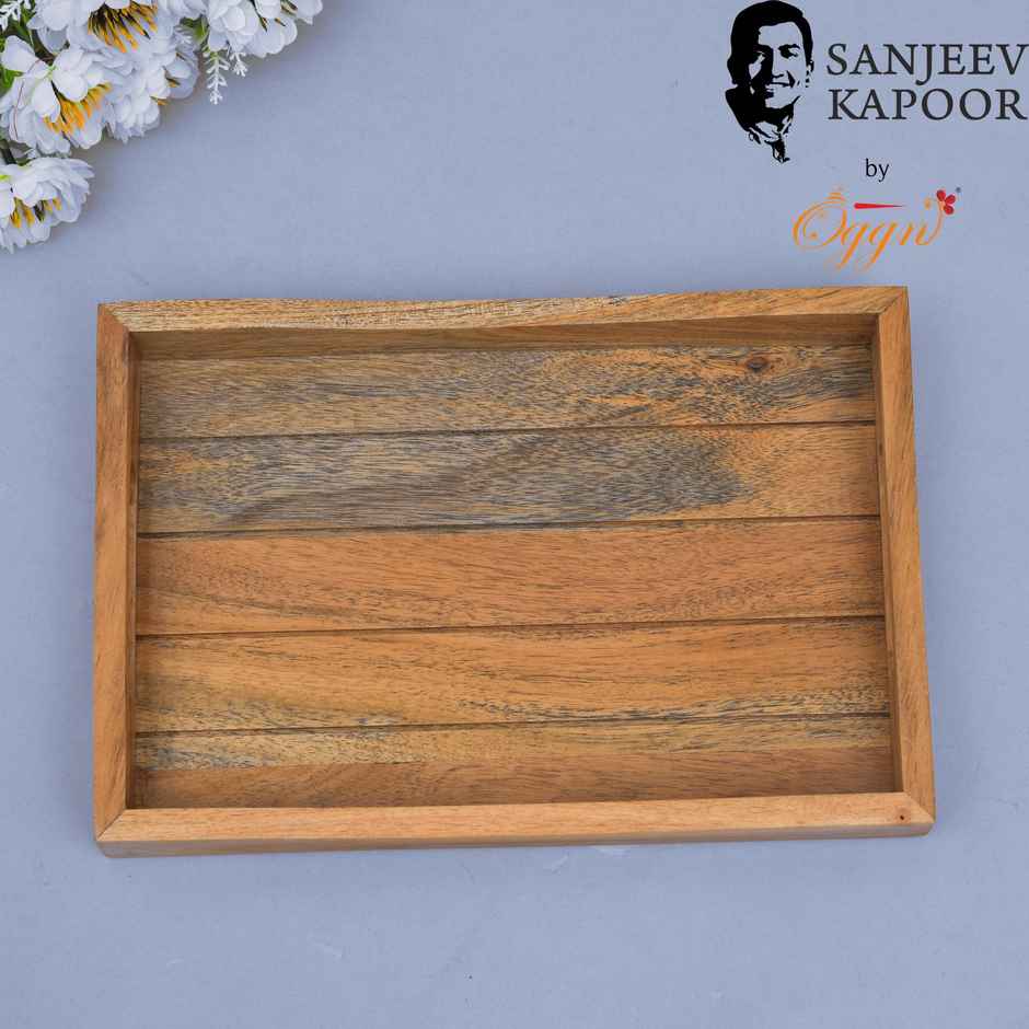 Sanjeev Kapoor by OGGN Wooden Taliya Ziri Tray Serving Tray,Snack,Breakfast,Coffee - 14x9 Inch