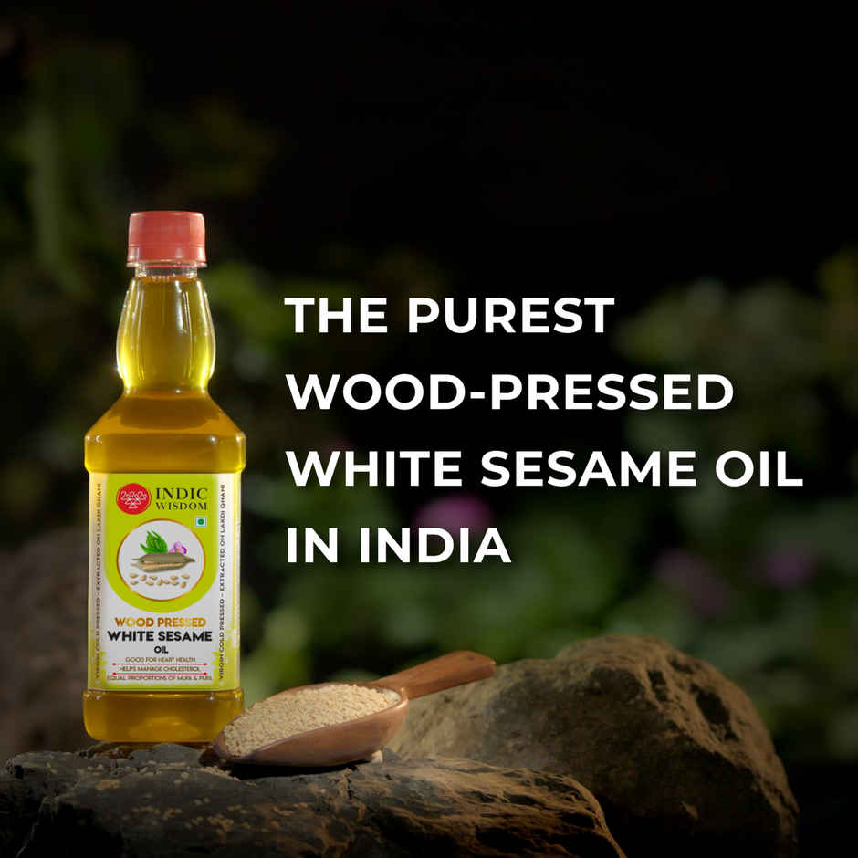 Indic Wisdom White Sesame (Til-Gingelly) Wood Cold Pressed Oil - Extracted On Wooden Churner