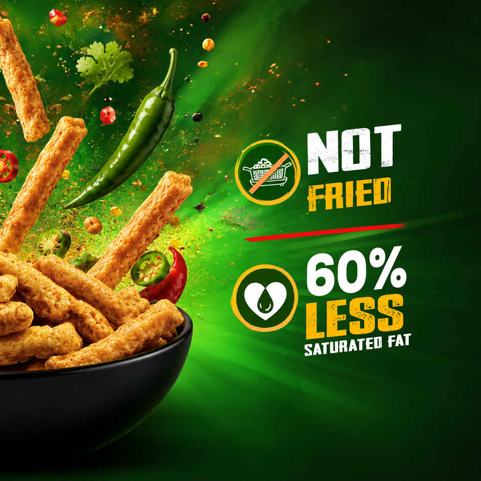 Too Yumm Chilli Achari Karare, 60% Less Saturated Fats, No Palm Oil Healthy Crisps Namkeen