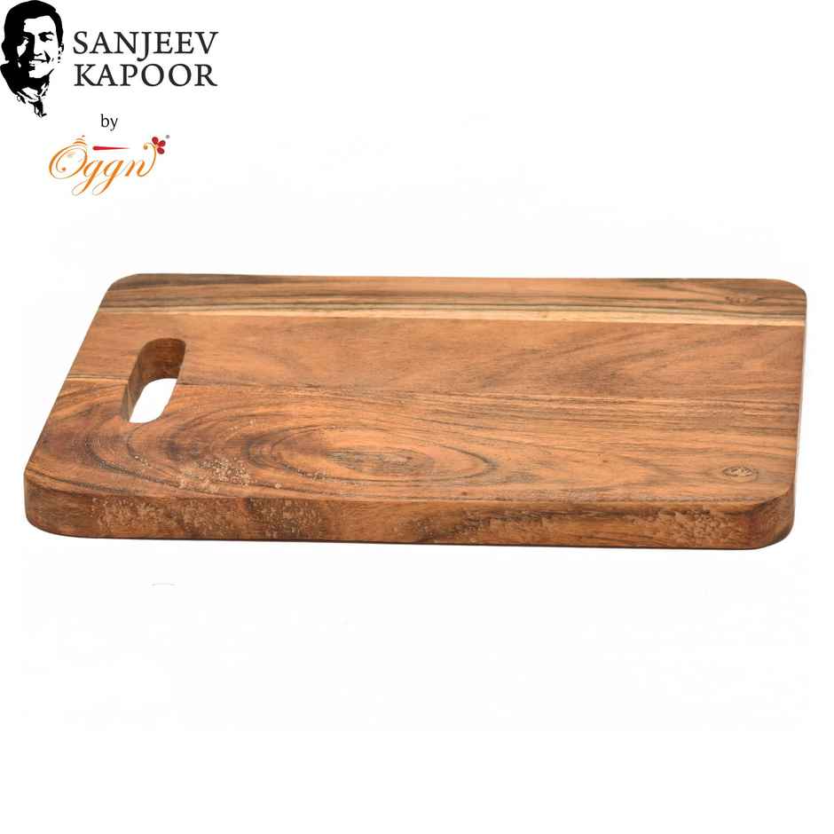 Sanjeev Kapoor by OGGN Wooden Cutting,Serving Board for Vegetables,Fruits With Handle - 11x8 Inch