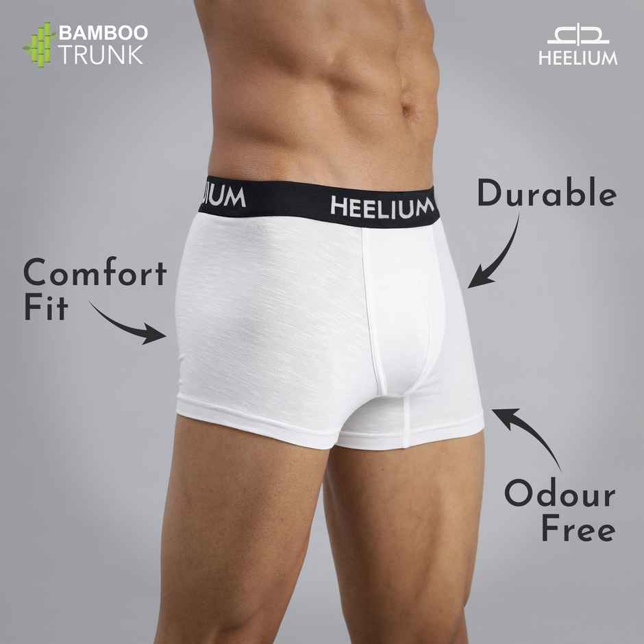 Heelium Bamboo Underwear for Men - Trunk | Soft-Comfortable & Odour Free | Pack of 1 | White - M