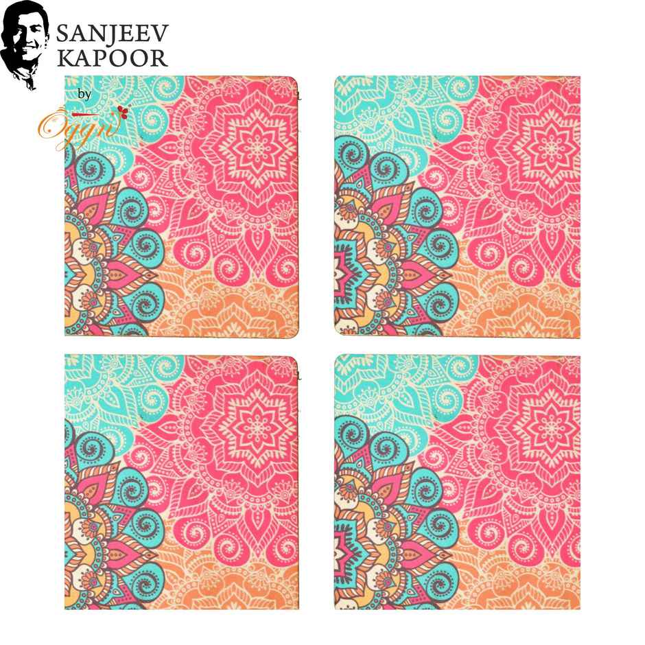 Sanjeev Kapoor by OGGN Marque Printed MDF Coaster Set of 4 - Coffee Mug & Glasses (4 Inch )