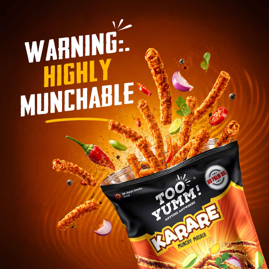 Too Yumm Munchy Masala Karare, 60% Less Saturated Fats, No Palm Oil Healthy Crisps Namkeen
