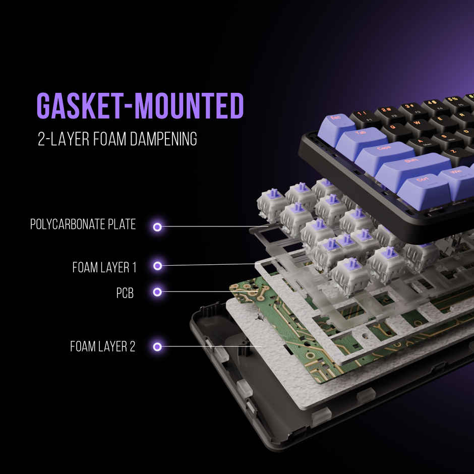 Kreo Hive 65% Wired Mechanical Keyboard, Custom RGB, Pre-Lubed Switches, Compact Design