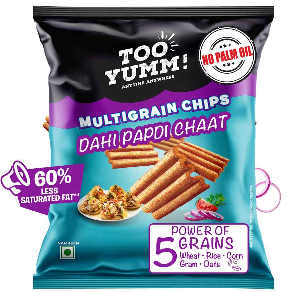 Too Yumm Dahi Papdi Chaat Multigrain Chips, 60% Less Saturated Fats, No Palm Oil Healthy Chips