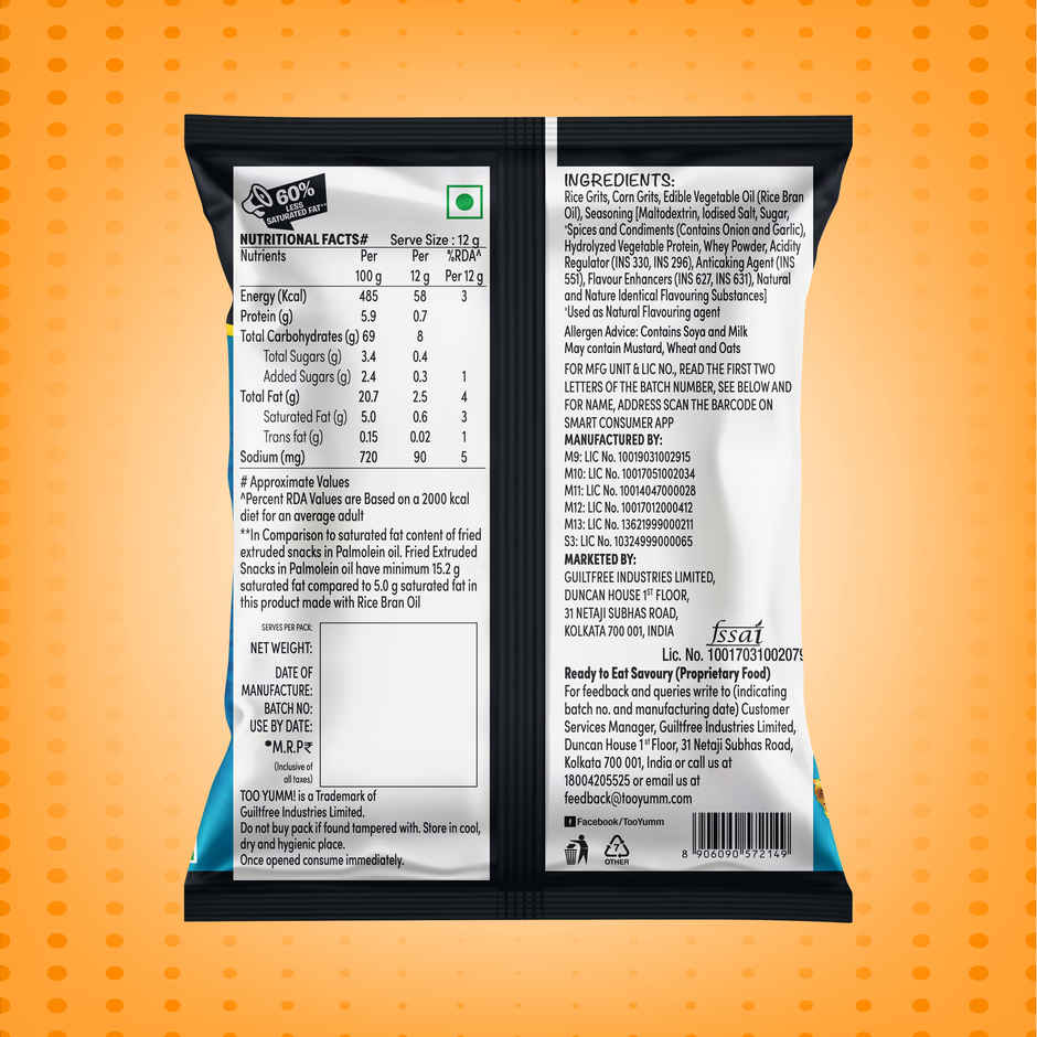 Too Yumm Noodle Masala Karare, 60% Less Saturated Fats, No Palm Oil Healthy Crisps Namkeen