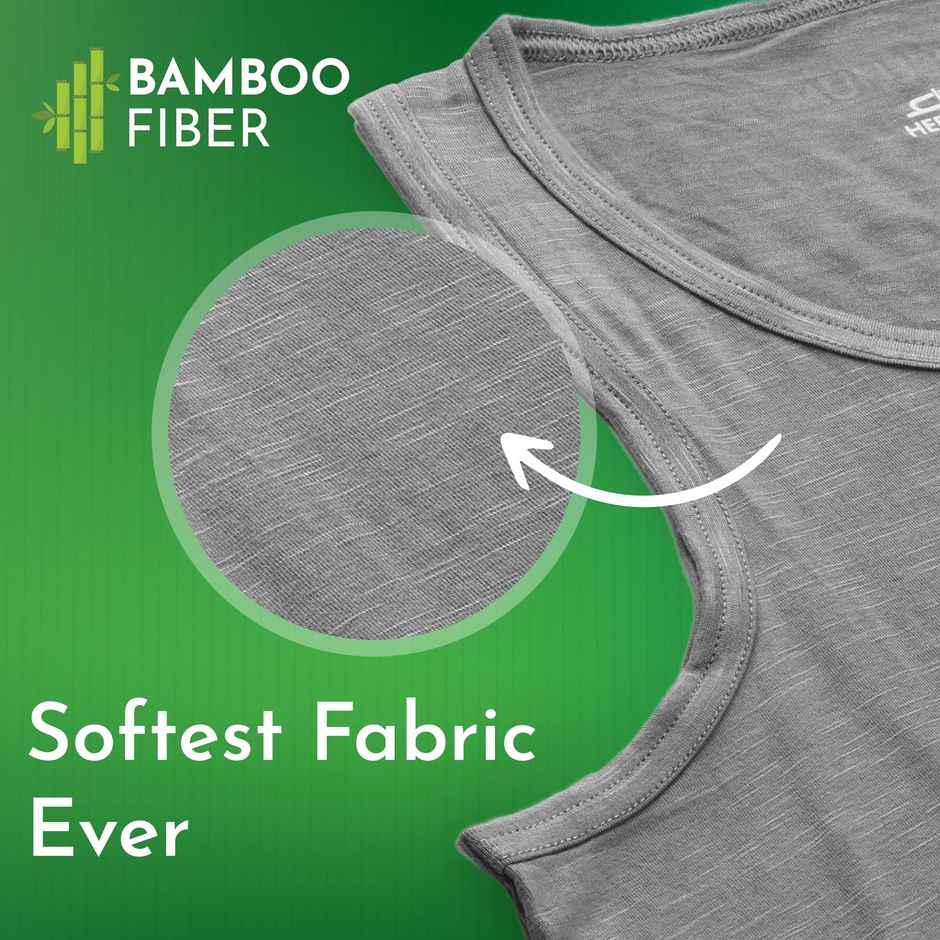 Heelium Bamboo Vest for Men | Super Soft, Odour Free & Comfort Fit | Pack of 1 - Grey - M