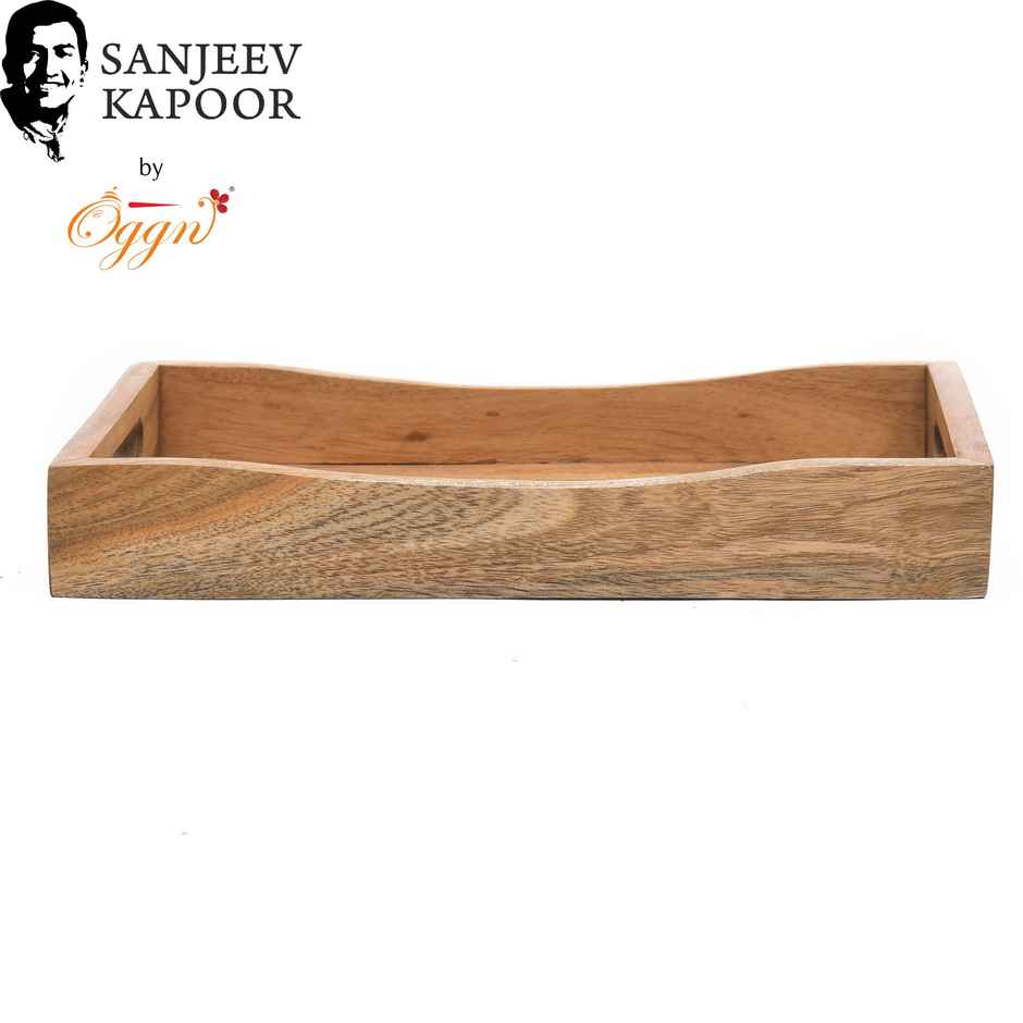 Sanjeev Kapoor by OGGN Wooden Taliya Ziri Tray Serving Tray,Snack,Breakfast,Coffee - 14x9 Inch