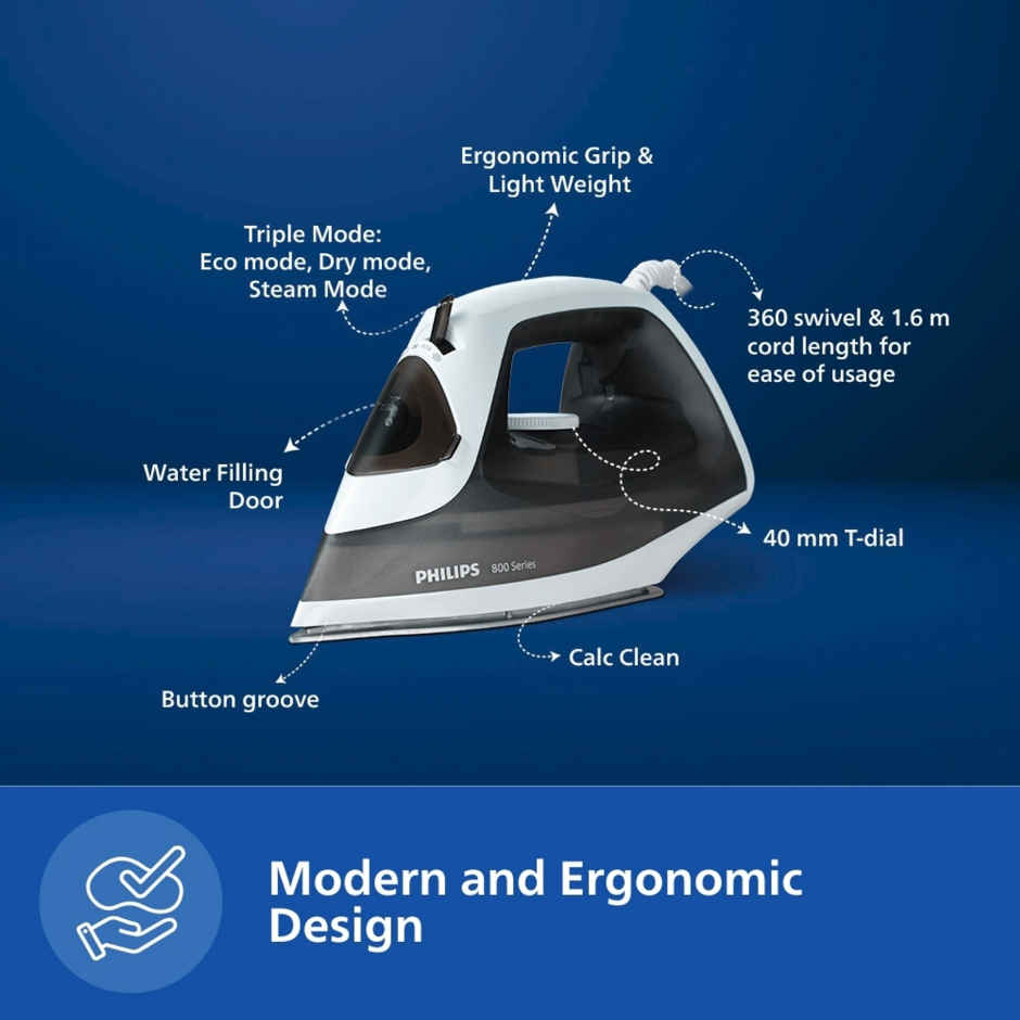 Philips Steam Iron | 1250 W | DST0800/80 | Black