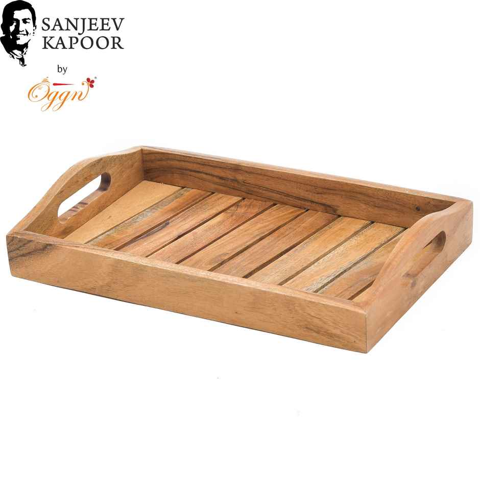 Sanjeev Kapoor by OGGN Wooden Ovel Taper Serving Tray,Snack,Breakfast,Coffee - 12x8 Inch