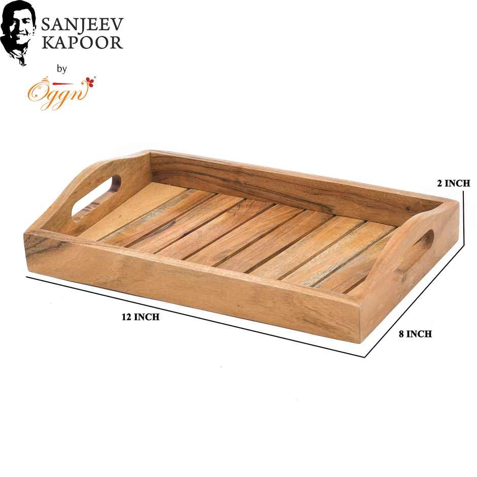 Sanjeev Kapoor by OGGN Wooden Ovel Taper Serving Tray,Snack,Breakfast,Coffee - 12x8 Inch