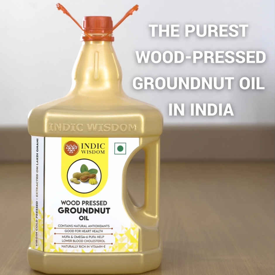 Indic Wisdom Groundnut (Peanut) Wood Cold Pressed - Extracted On Wooden Churner