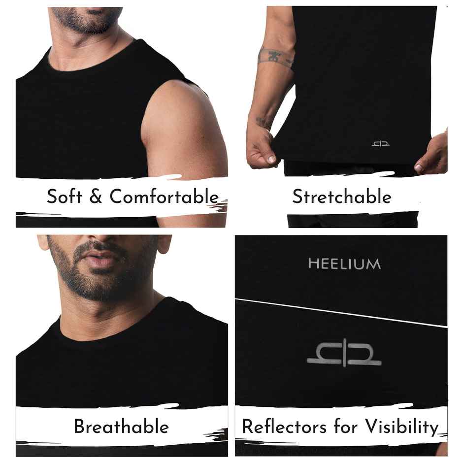 Heelium Bamboo Gym Vests for Men | Breathable-Odour Free and Comfort Fit | Pack of 1 - Black - M