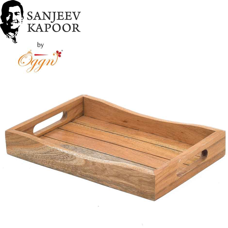 Sanjeev Kapoor by OGGN Wooden Taliya Ziri Tray Serving Tray,Snack,Breakfast,Coffee - 12x8 Inch