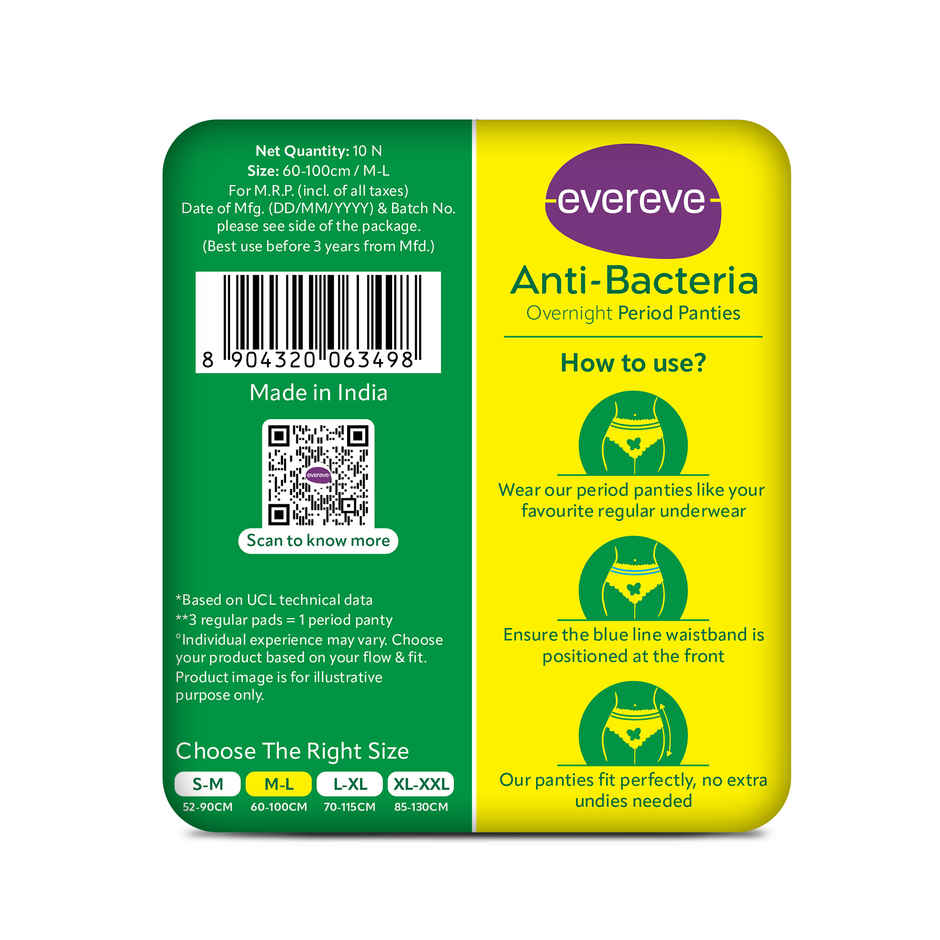 Evereve Anti Bacteria Period Panty for Girls & Women | M - L