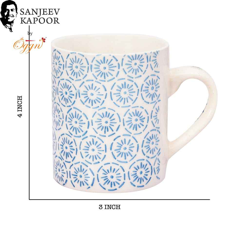 Sanjeev Kapoor by OGGN Ceramic Printed Coffee,Tea,Milk & Mug | Blue R - 280 ml